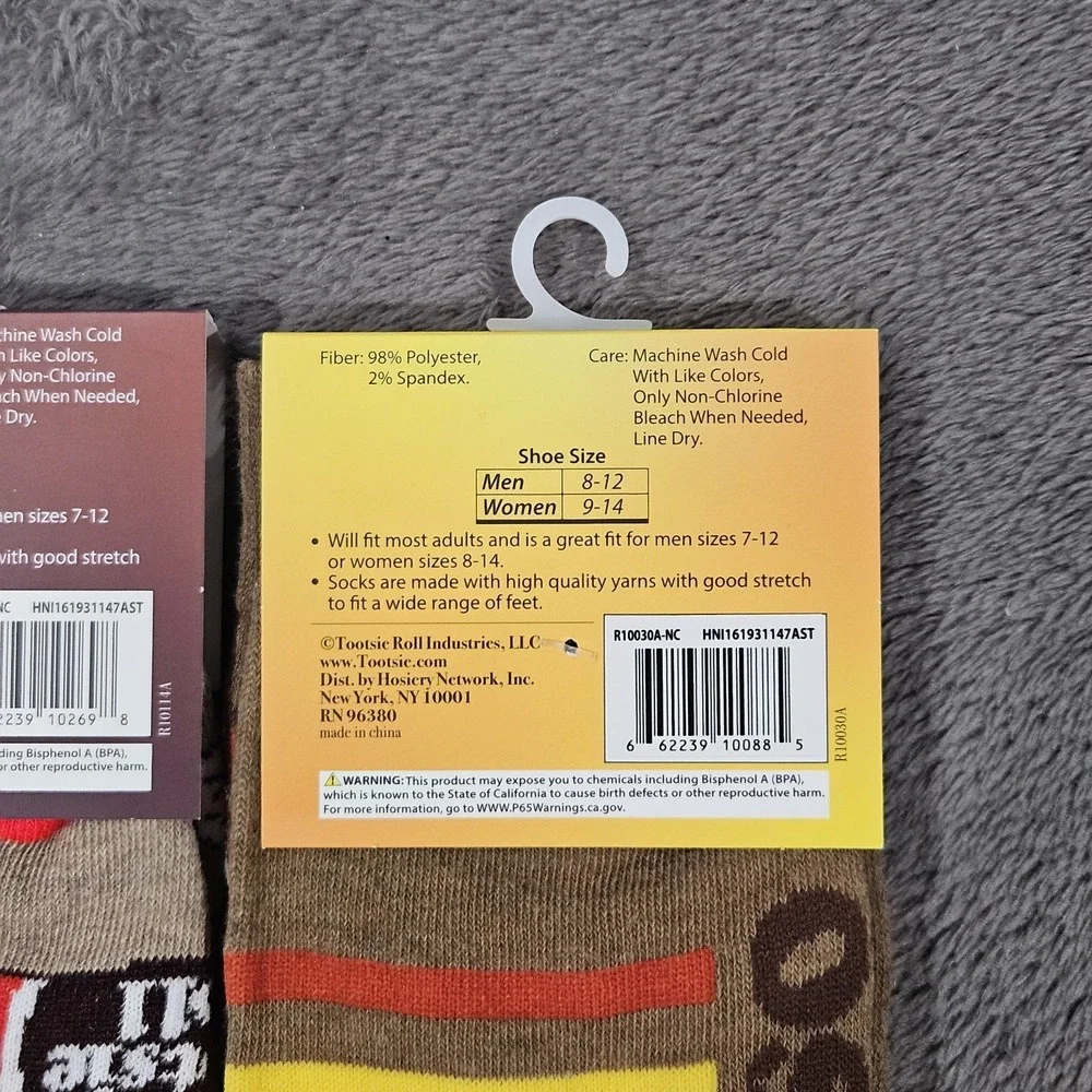 Tootsie Roll & Pops Crew‎ 2 Pair Socks Novelty Design Adult One Size